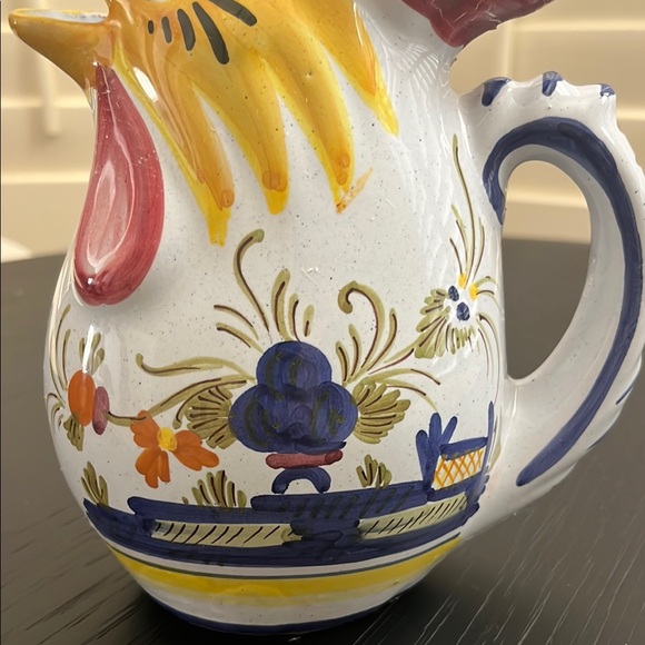 Vintage Signed Deruta Colorful Rooster Ceramic Hand Painted Pitcher from Italy - Picture 8 of 16